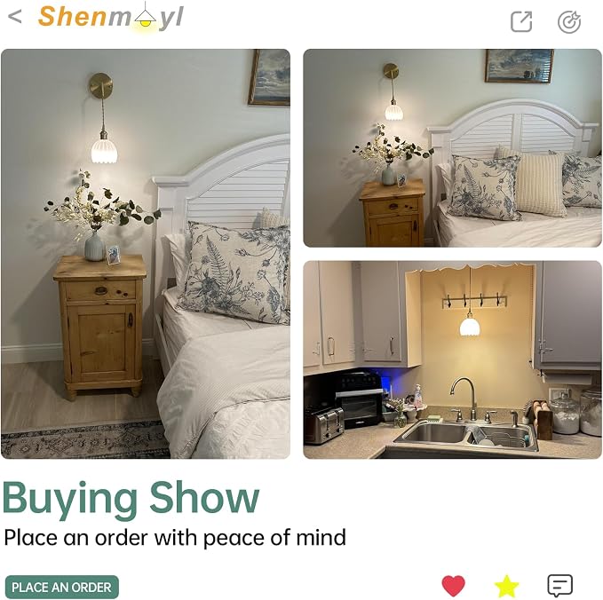 Shenmoyl Battery Operated Wall Sconce with White Tulip Shade Pattern Glass Adjustable Chain Retro Gold Wall Mounted Light, Modern Wall Lamp Fixtures Decor for Bedside Bedroom Indoor Doorway