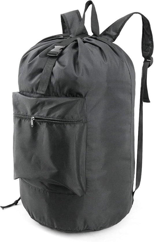 BeeGreen Laundry Bag Backpack w Adjustable Shoulder Straps College Dorm Essentials w Drawstring Closure for Travel Camp Heavy Duty Laundry Hamper Backpack Portable w Handle Xlarge Black