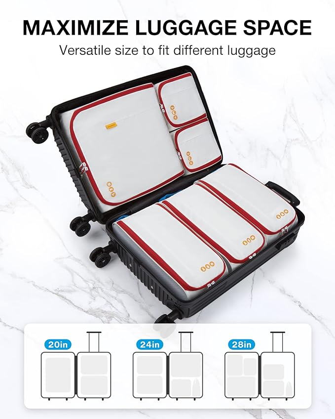 BAGSMART Keep Shape Packing Cubes for Travel, 6 Set Travel Cubes for Packing, Lightweight Suitcase Organizer Bags Set for Travel Essentials