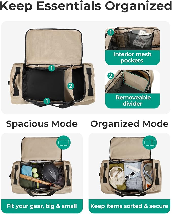 BAGSMART 83L Foldable Travel Bag, Large Duffle Bag for Travel, Duffel Luggage Bag for Sport College Camping, Water Resistant, Black
