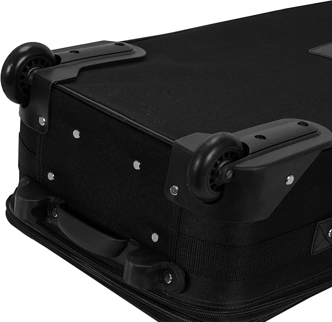 Rockland Vara Softside 3-Piece Upright Luggage Set,Expandable, Black, (20/22/28)