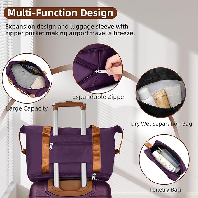 LARVENDER Luggage Sets 6 Piece, Expandable Hardside Carry on Suitcase Set with Spinner Wheels, Lightweight Rolling Luggage Sets for Women with TSA Lock, Purple