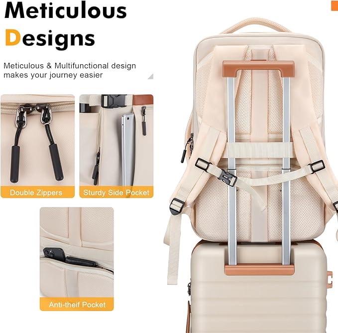 Luggage Sets 3 Piece with Spinner Wheels, Lightweight PC Hardside Suitcase with TSA Lock & YKK Zippers, 20 Inch Carry On Luggage with Travel Bag for Men and Women, Beige