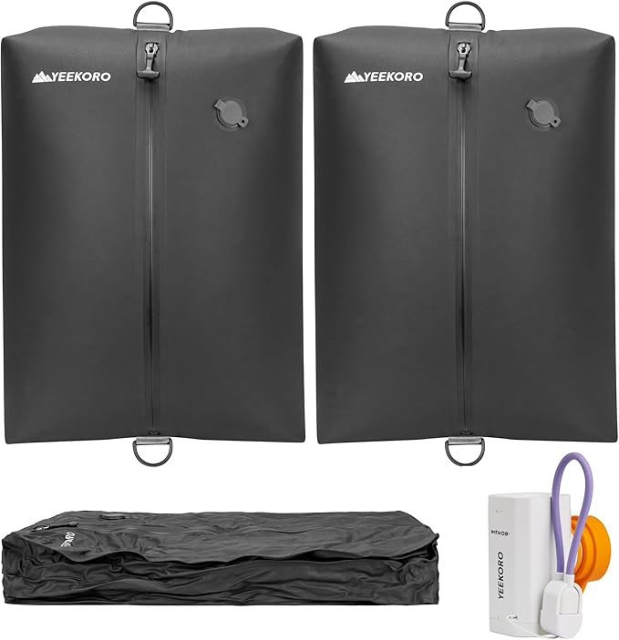 Upgraded Vacuum Bag for Travel, Professional IPX8 Waterproof Reusable Vacuum Compression Bags for Travel Suitcases, Durable Space Saver Bag(2 PACK TPU Black,With Pump)