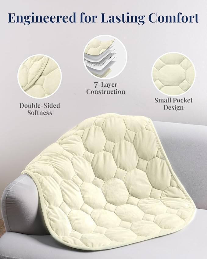 Kivik Weighted Lap Blanket for Adults, 7lbs Weight Pad, Heavy Small Blankets Throw, Travel Portable Pads, Warm Gifts for Bed Couch Sleep & Body Relax, Machine Washable, 7 Pounds, 24''x29'', Beige