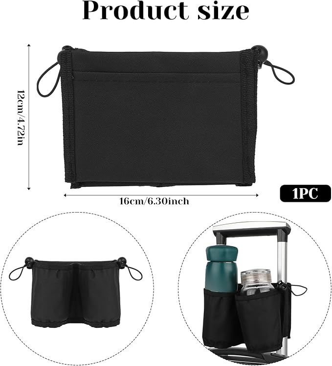 Luggage Travel Cup Holder Free Hand Drink Carrier Hold Two Coffee, Luggage Drink Holder for Suitcase for Most Flight Attendants, Business People, Travel Essentials(Black)