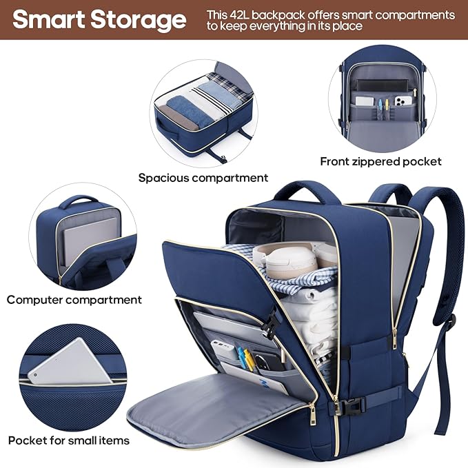 Luggage Sets 3 Piece, Carry On Luggage 20In With Spinner Wheels,PC Hardside Suitcase Set with TSA Lock,Durable Carry On Suitcase With Travel Backpack for Men (Navy Blue, 3 piece set (BP/20inch))