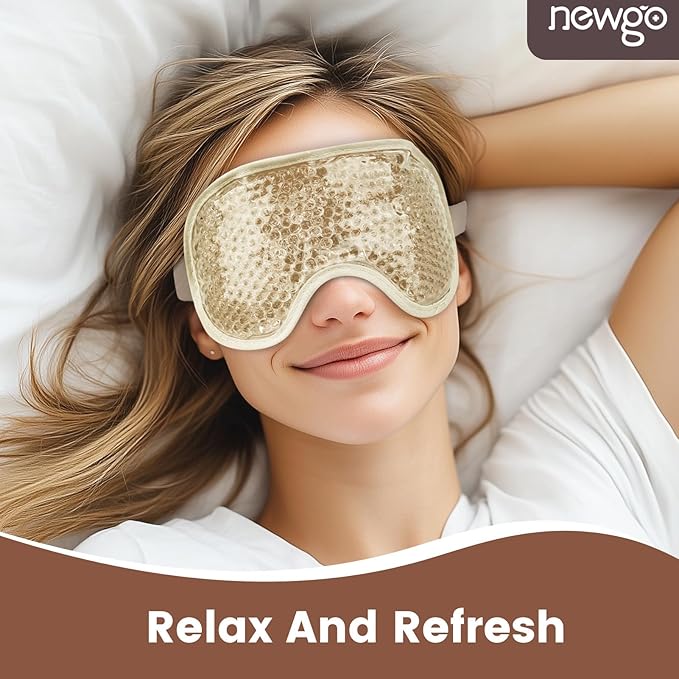 NEWGO Cooling Eye Mask for Puffy Eyes, Cold Eye Mask Eye Ice Pack for After Eyes Surgery, Tension Stress Relief, Itchy Eyes, Headaches, Dark Circles - Champane
