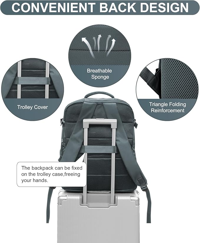 WONHOX Large Travel Backpack Carry on Flight Approved Laptop Work Business Backpack for Women Men Mochila de Viaje
