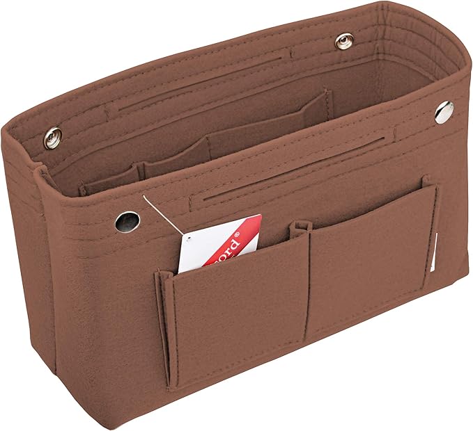 Vercord Felt Purse Tote Organizer Insert Divider Inside Handbag for Women Medium Coffee