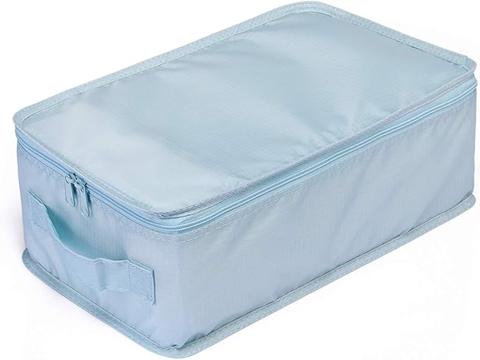Travel Shoe Bags, Foldable Waterproof Shoe Pouches Organizer-Double Layer (2 Blue Shoe Bags)