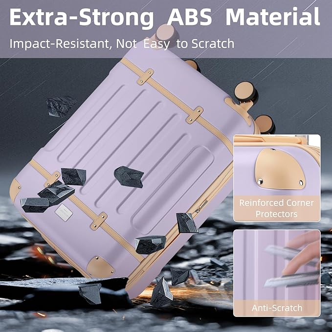 LARVENDER Carry On Luggage 22x14x9 Airline Approved with Spinner Wheels, Expandable 20 Inch Luggage with TSA Lock, Hard Shell Carry On Suitcases for Women Men, Lavender
