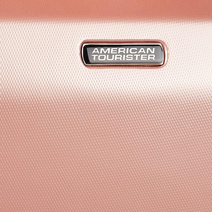 American Tourister Moonlight Hardside Expandable Luggage with Spinner Wheels, Rose Gold, Checked-Large 28-Inch