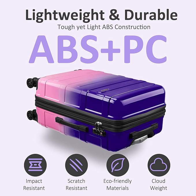 24inch Luggage with Spinner Wheels, Lightweight PC+ABS Hard Shell Suitcases, Expandbale Storage & TSA Aprovel Lock
