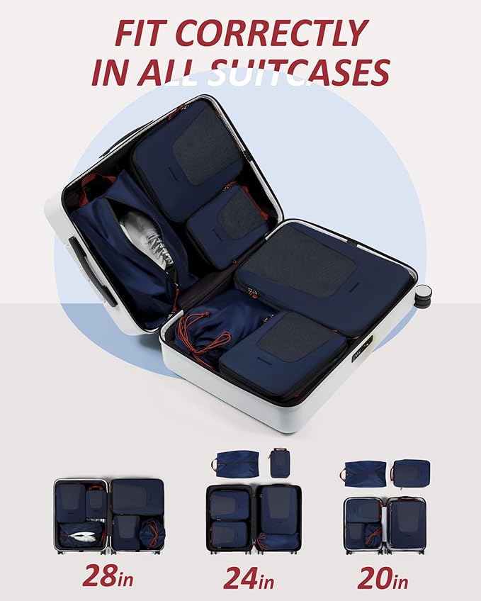 BAGSMART Compression Packing Cubes for Travel, 6/5/4set Lightweight Packing Organizers, Summer Travel Essentials Suitcase Organizer Bags Set