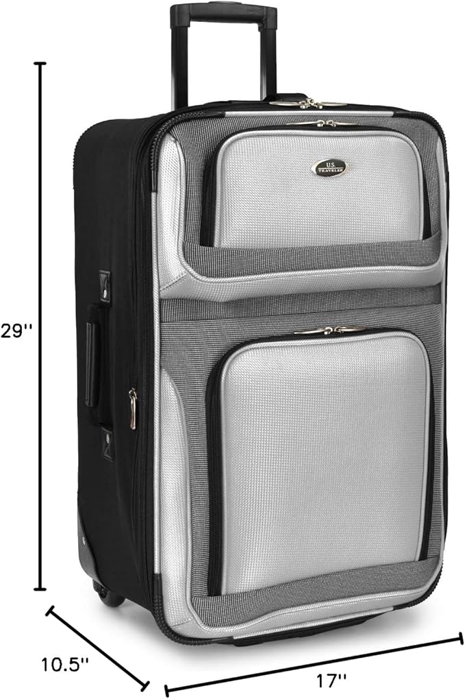 U.S. Traveler New Yorker Lightweight Expandable Rolling Luggage, Gray, 4-Piece Set