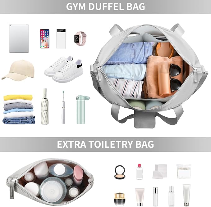 ETRONIK Gym Bag for Women, Personal Item Travel Bag with Shoes Compartment, Weekender Overnight Duffel Bag with Wet Pocket & USB Charging Port, Carry On Bag for Women, Travel, Gym, Weekend
