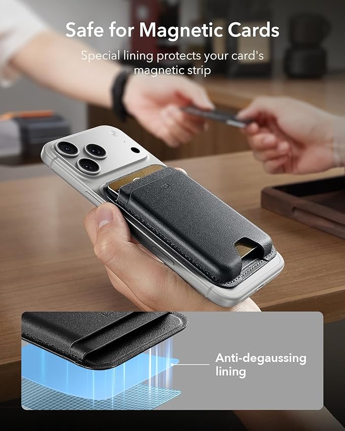 ESR for MagSafe Wallet, 5 Card Holder with RFID Blocking, MagSafe Sticker Included, Slim Magnetic Wallet for iPhone 17e/17/16/15/14/13/12 Series and Selected Samsung Devices, Not for 13/12 Mini, Black