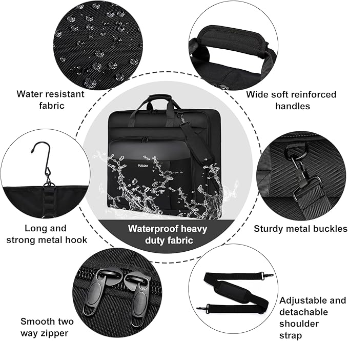 Garment Bag Travel Suit Bag Large 40-Inch Carry on Bag Up to 3 Suits,2 in 1 Hanging Luggage Bags, Fits 15.6Inch Laptop
