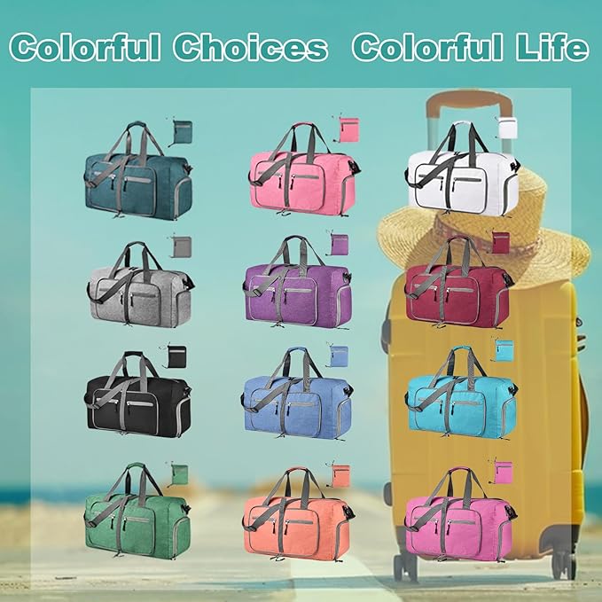 Dimayar 85L Travel Duffle Bag for Men Women - Foldable Duffel Bag with Shoes Compartment - Overnight Bags Waterproof & Tear Resistant(White)