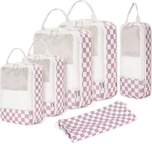 Narwey 6 Set/5 Set Compression Packing Cubes for Travel Kids Women Carry on, Packing Organizers Bag for Backpack Luggage Suitcase Duffle Bags