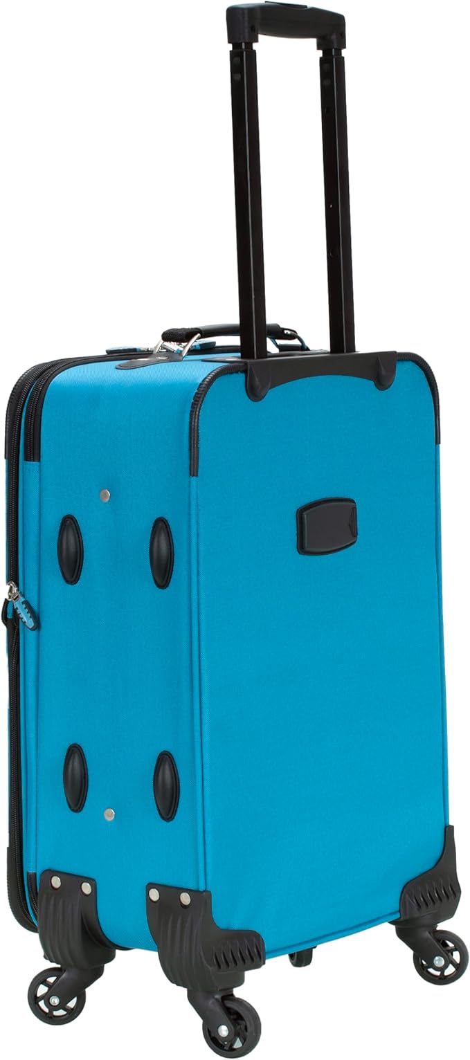 Rockland Pasadena Softside Spinner Wheel Luggage, Turquoise, Carry-On 20-Inch