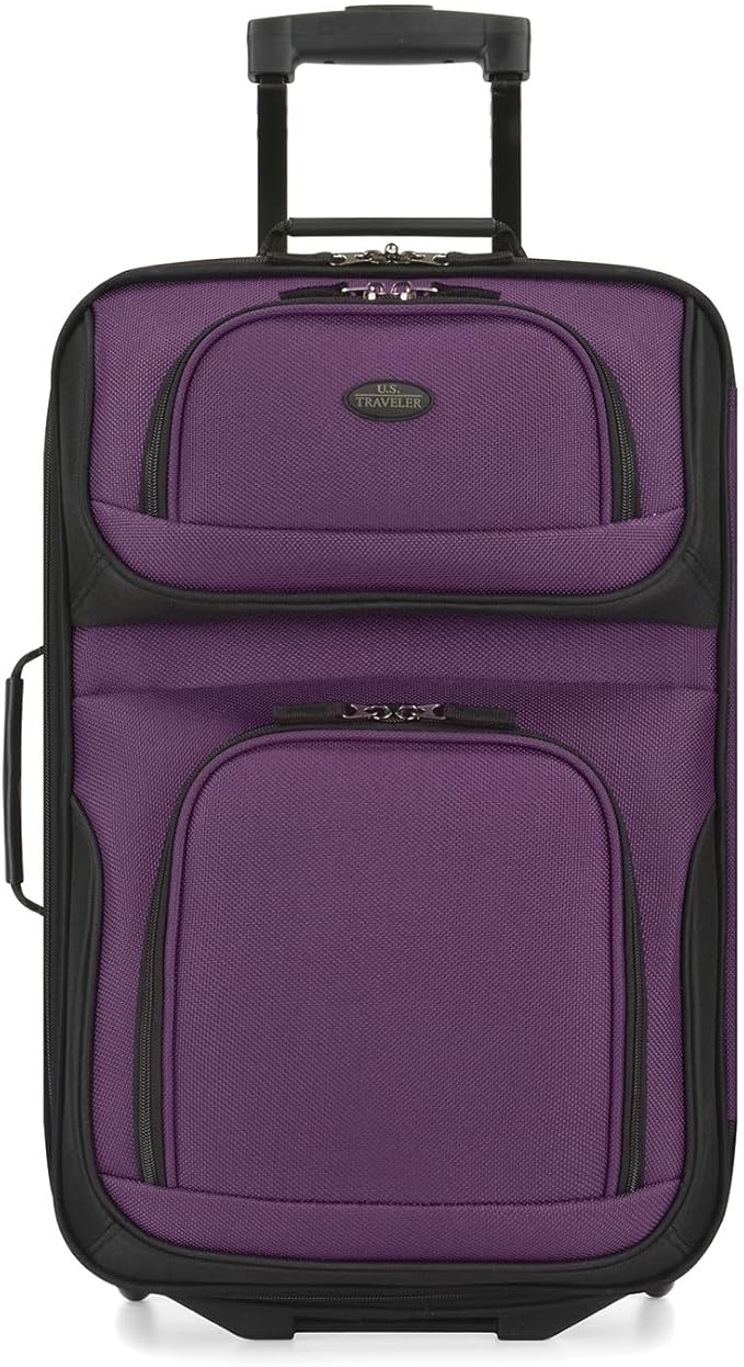 U.S. Traveler Rio Lightweight Softside Rolling Carry-on Suitcase, 2-Wheel Single, Purple