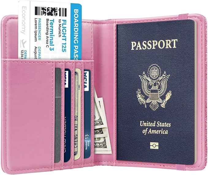 Passport Holder Cover,Traveling Passport Case Cute Passport Wallet for Women,Peach Glitter