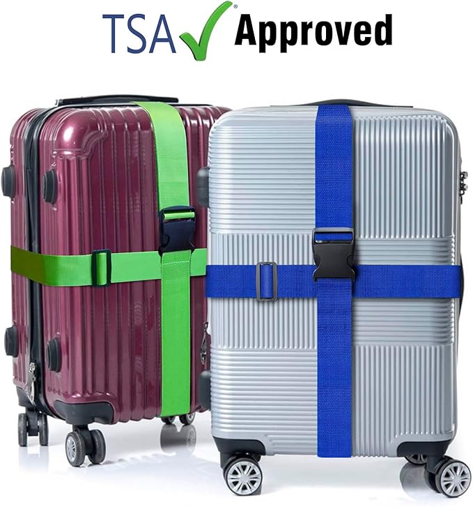 2 PCS Luggage Strap 78" x 2" Suitcase Belts Wide Adjustable Packing Straps Travel Accessories, Dark Blue