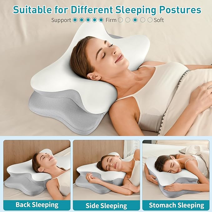 Cervical Pillow for Neck Pain Relief, Ergonomic Neck Pillow for Sleeping Contour Memory Foam Pillows, Orthopedic Bed Pillow for Side Back Stomach Sleepers