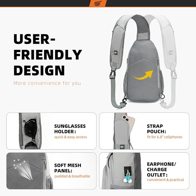SKYSPER Sling Bag RFID Crossbody Sling Backpack Cross Body Shoulder Bag Travel Hiking Daypack for Women Men(Sagegreen)