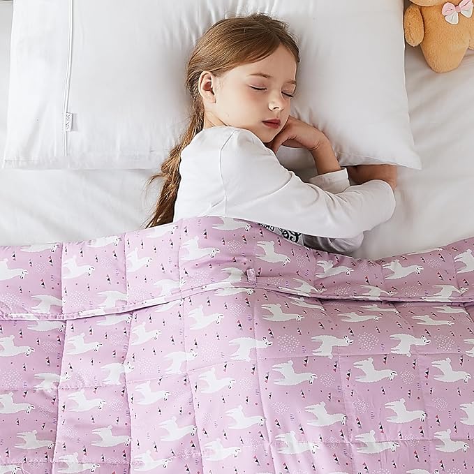 L'AGRATY Weighted Blanket - 40"x60" 7lbs Cooling Breathable Weighted Blanket Microfiber Material with Glass Beads