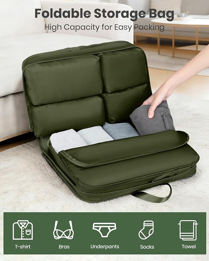 Joyway Luggage Set 5 Piece Top Opening Suitcase Set with Spinner Wheel and TSA Lock, PC Hard Shell Carry on Luggage with Front Pocket, Suitcase with Backpack and Foldable Storage Bag (Green)