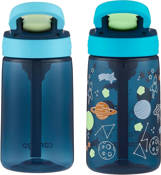 Contigo Kids Water Bottle with Redesigned AUTOSPOUT Straw 14oz .Blueberry and Blue Raspberry & Blueberry and Blue Raspberry with Cosmos (Pack of 8)