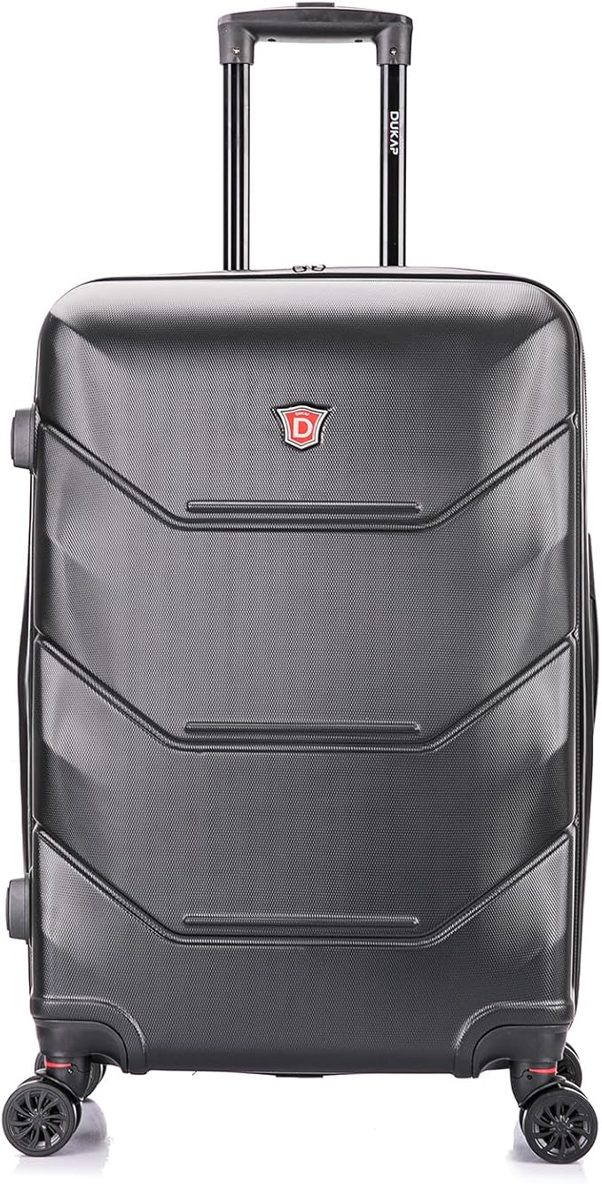 DUKAP ZONIX Luggage with Spinner Wheels | Durable Lightweight Hardside Suitcase, Spacious Travel Bag with Handle and Trolley | 26 Inch Medium Checked Luggage | Black
