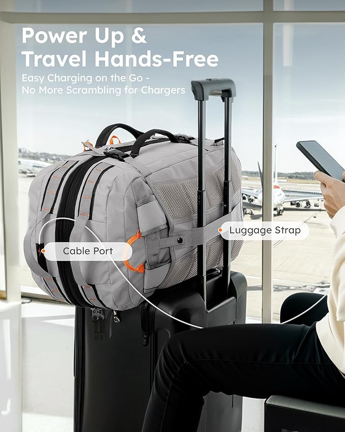 Tolaccea Travel Laptop Backpack for Men Women, 40L-50L Expandable Carry On Backpack with Wet Dry Compartment, TSA Approved Daypack Fits 16 Inch Laptop, Convertible Rucksack Duffel Bag for Work Travel