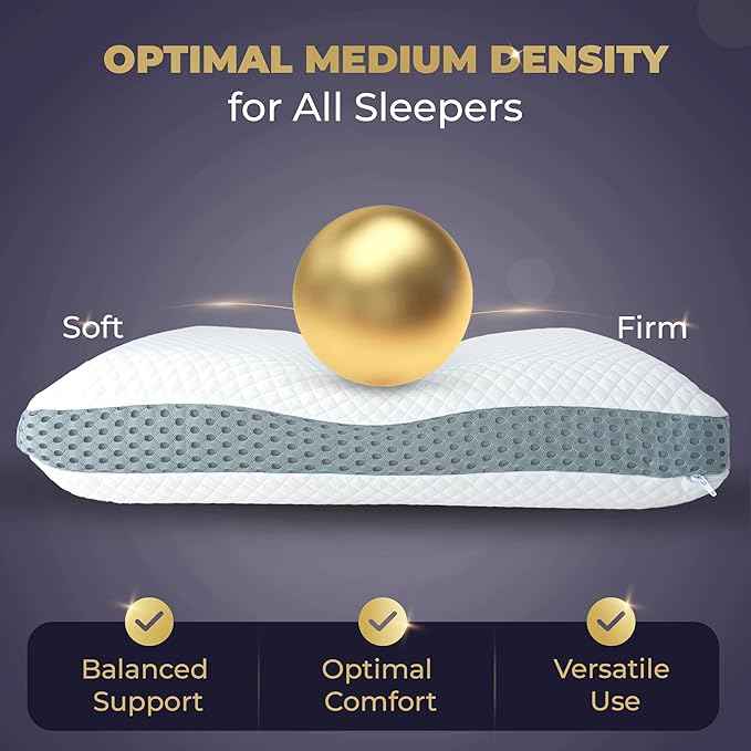 Royal Therapy Memory Foam Pillow, Neck Pain Relief, for Neck and Shoulder Pain, Side Sleeper, Cervical, Pillow Sleeping, Non-Adjustable