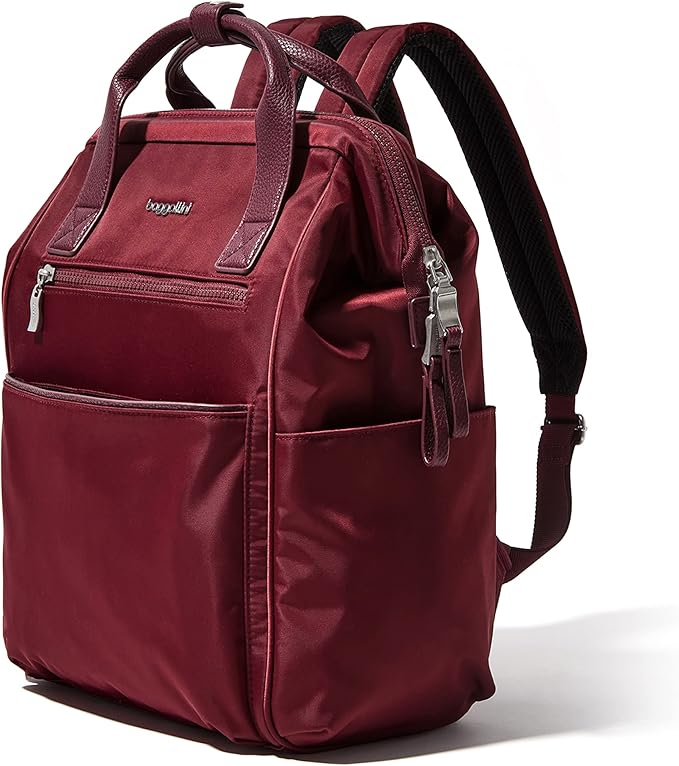 Baggallini Soho Backpack - Travel Laptop Backpack for Women - Lightweight Water-Resistant Luggage Bag, Dark Cherry
