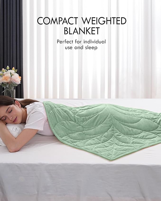 Kaisa Weighted Blanket for Adults 7lbs 41" x 53", Cozy Luxury Crystal Velvet Small Weighted Lap Blanket, All-Season Blanket, Machine Washable, Sage Green