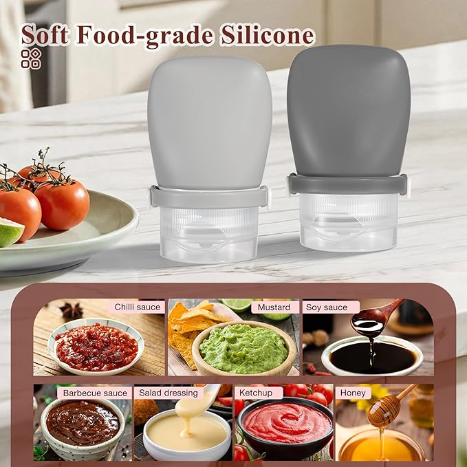 6pcs Silicone Travel Bottles,Refillable 1 oz Travel Bottles,Good Size for Travel,Gym Sessions,Picnic,Easy Fill and Leak Proof Travel lotion Container,for Tomato Sauce,Conditioner,Body Wash,Dishwas
