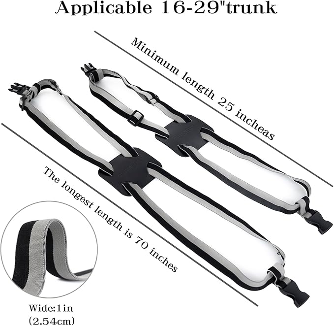 Luggage Straps Bag Bungees for Add a Bag Easy to Travel Suitcase Elastic Strap Belt (Gray/Black 1pcs)