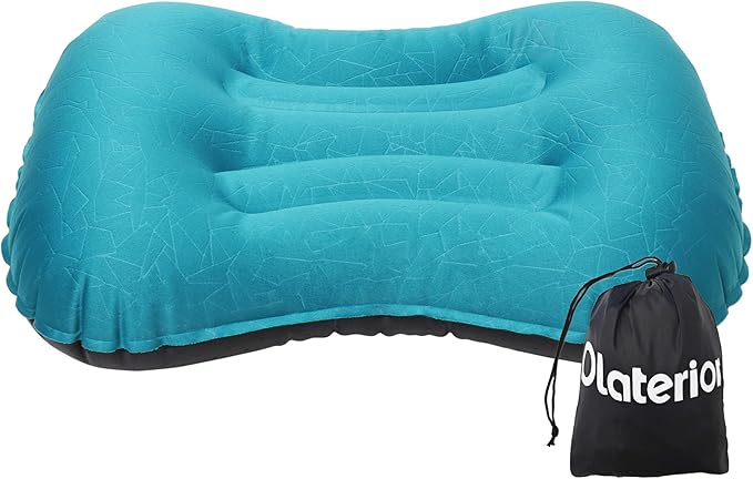 Ultralight Inflatable Camping Pillow, Compressible, Compact, Comfortable, Ergonomic Inflating Pillows, Portable Travel Air Pillow for Outdoor Camp, Hiking, Backpacking & Airplane Travel
