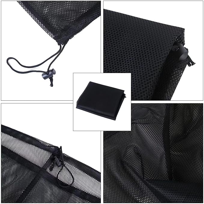 2 Pack Large Mesh Laundry Bag, 27×36inch Black Laundry Hamper Liner, Heavy Duty Mesh Laundry Bags Drawstring Lockable, Machine Washable, for Ball Storage, Travel, Toys, Sports Factories, Dorms