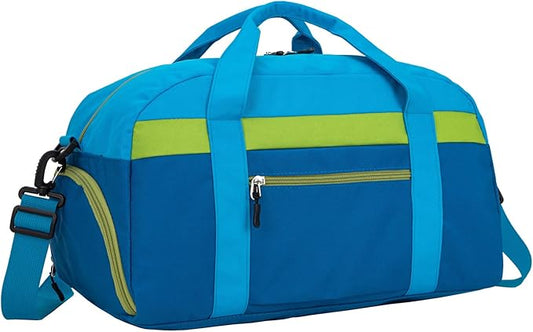 HawLander Kids Duffle Bag for Boys or Girls, Fit Sports Practice, or Overnight Travel Weekend (Blue)