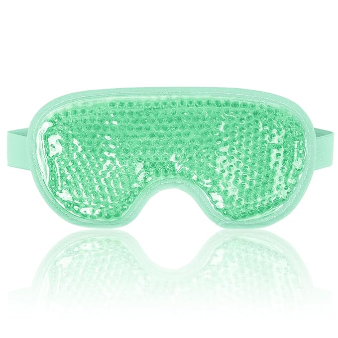 NEWGO Cooling Eye Mask for Puffy Eyes, Cold Eye Mask Eye Ice Pack for After Eyes Surgery, Tension Stress Relief, Itchy Eyes, Headaches, Dark Circles - Blue (Green)