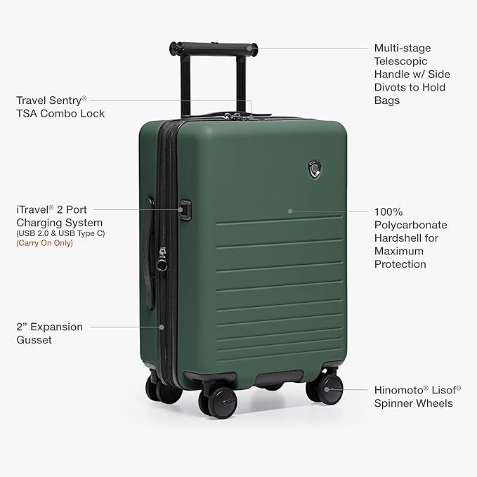 Traveler's Choice Markham Hardside Expandable Luggage with Hinomoto Spinner Wheels, 30-Inch Large, Green