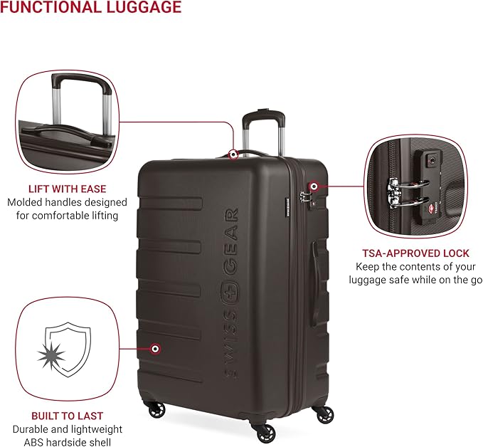 SwissGear 7366 Signature Hardside Expandable Luggage with Spinner Wheels, TSA Lock, Chocolate, Checked-Large 27-Inch