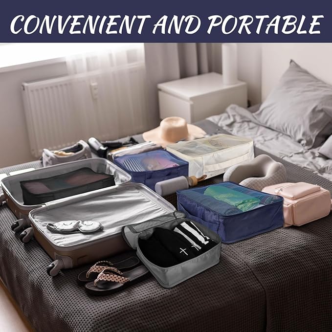 Silkfly 12 Pcs Packing Cubes for Suitcase Travel Luggage Bags Bulk Mesh Organizer Set for Hiking Camping Backpacking Clothes Accessories (Dark Colors,XL, L, M Size)