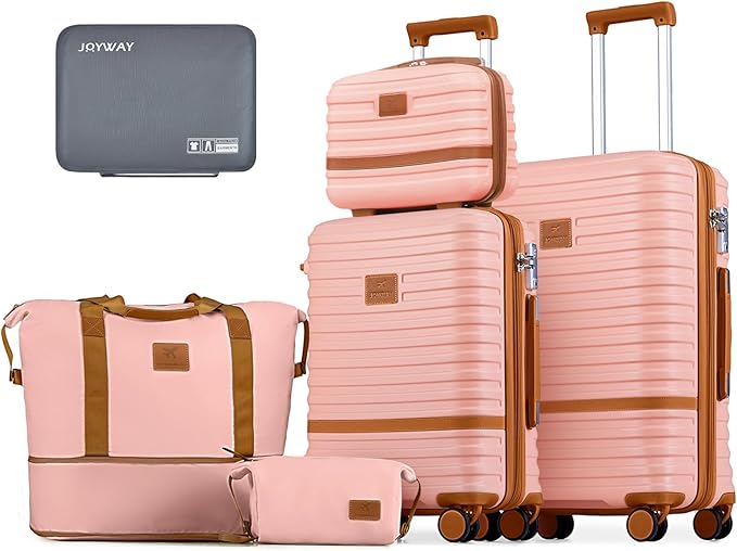 Joyway Carry on 20Inch &24 Inch Checked Luggage Set, 2-Piece Expandable Suitecase Set with Spinner Wheel, Hard Shell Suitcase with TSA Lock(Pink)