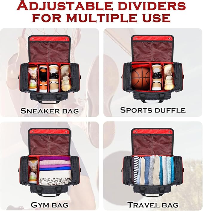Mancro Padded Sneaker Bag, Sneakerhead Gifts, Shoe Travel Bags Fit 4 Pairs with Insulated Pocket and Shoulder Strap, Multi-functional Sports Gym Duffle for Basketball, Shoes, Cloth